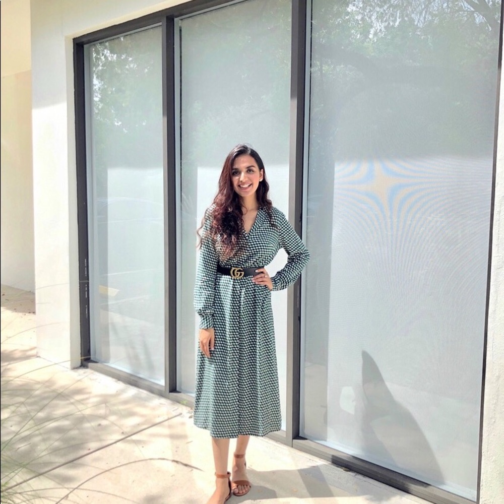 H&M block print long sleeve maxi dress